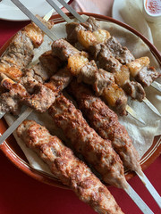 grilled meat and vegetables