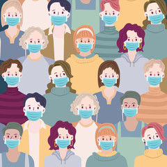 People with mask to protect them from Corona virus, Ilustration vector graphic of Stop Corona Virus. Vector Illustration