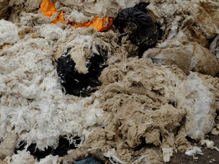 Waste from java cotton, industrial waste in landfill
