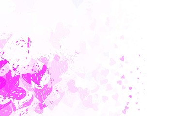 Fototapeta na wymiar Light Purple, Pink vector pattern with colorful hearts.