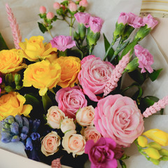a variety of flowers.Bouquet . close up.