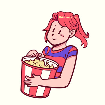 Girl Eating Jumbo Popcorn