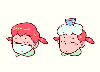 girl sick illustration