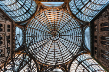 View of the roof of Umberto I gallery in Naples Italy