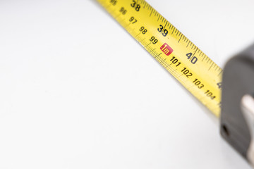 Conceptual of Social Distancing with measuring tape focus on 1 meter mark.