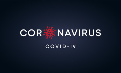Coronavirus simple black banner with red virus shape