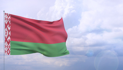 High resolution close-up flag of Belarus. 3D illustration.