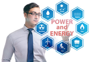 Energy mix concept with businessman