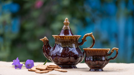 teapot and cup of tea