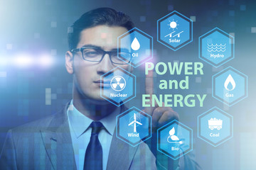 Energy mix concept with businessman