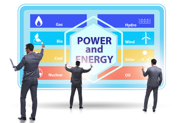 Energy mix concept with businessman
