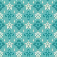 Poster Green background with seamless pattern in retro style, vector © PETR BABKIN