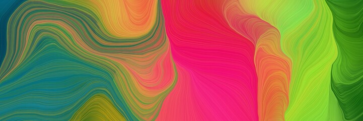 very dynamic futuristic banner. abstract waves illustration with peru, sea green and crimson color