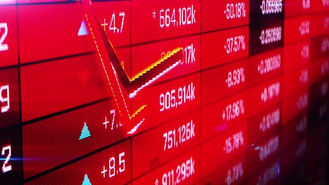 Financial collapse, number of sales falling, bad stats, money loss, default. Abstract financial charts and graphs, economic report, forecast