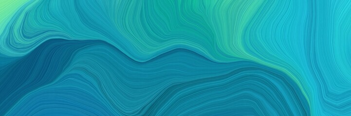very futuristic banner with waves. elegant curvy swirl waves background illustration with light sea green, dark cyan and dark turquoise color