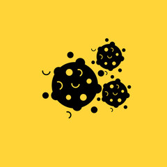 Virus icon. Molecula of virus. Stock vector illustration isolated on yellow background