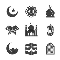 set of islamic icons vector image