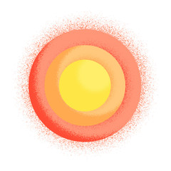 Bright sun circle shape with noise texture. Abstract sunshine background - beautiful cover design