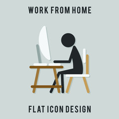 Fototapeta premium work from home. work at home. working time. office at home. flat icon design.
