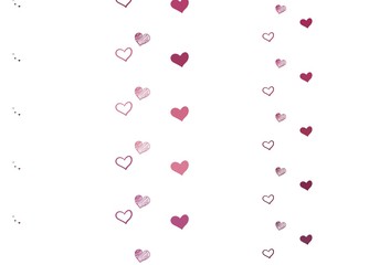 Light Pink vector pattern with colorful hearts.