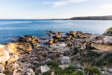 Fototapeta na wymiar views from the walking path between the beaches of Protaras, Cyprus