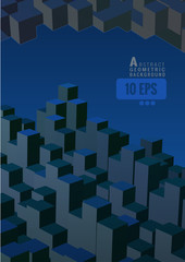 Isometric shape graphic background on blue color