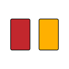 red yellow card soccer referee icon vector