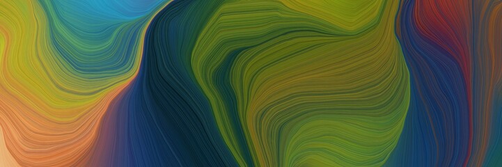 very creative banner with dark slate gray, peru and dark olive green color. smooth swirl waves background design