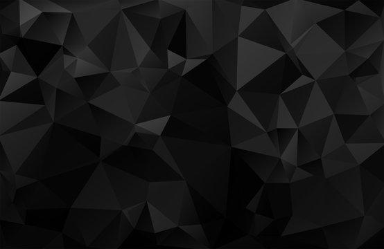 Abstract vector background from triangles. Background color is dark gray, black, gradient. Gradient pattern for design decoration. Conceptual background eps10