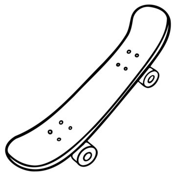 hand drawn vector skateboard from above. monochrome illustration