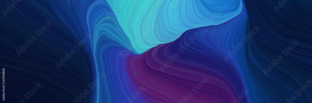 Poster very landscape orientation graphic with waves. elegant curvy swirl waves background design with very