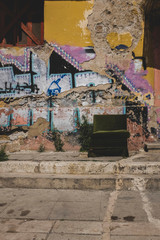 Entrance of old refugee housing in Athens, Greece