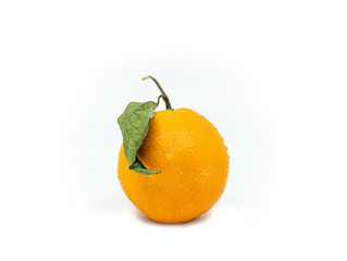 Orange with a branch and a leaf