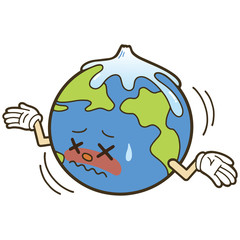 温暖化のイメージイラスト　地球のキャラクター　SDGs
