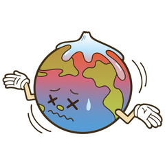 温暖化のイメージイラスト　地球のキャラクター　SDGs