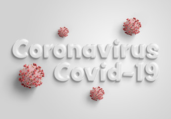 Coronavirus Covid-19 text on white background. 2019-nCoV official name introduced by World Health Organization. New disease discovered in 2019 spreading globally