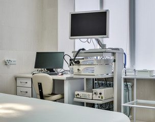 Operating room with operating table and equipment for operations