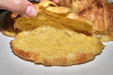 Homemade french croissant, from the dough to the cooking