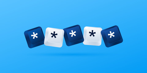 Keyboard keys Password Security Login Concept. Vector illustration.