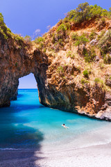 Fototapeta premium Woman swimming in the Mediterranean sea