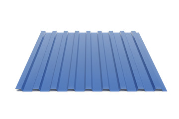 Blue metal profile sheet for roof and walls, 3D