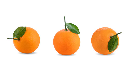 Orange fruit with orange leaves isolate on white background