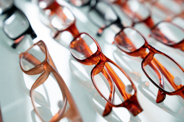 A set of glasses model on the table, close up