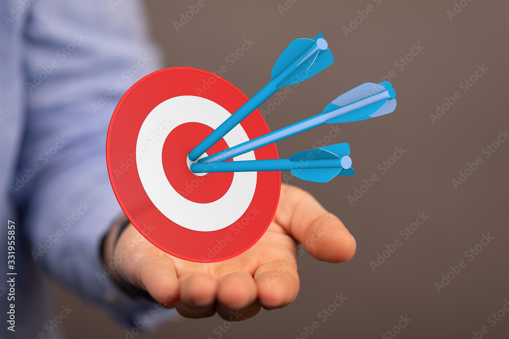 Poster dart target arrow hitting on bullseye which is the ultimate goal that everyone wants.