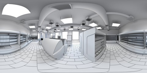 Fototapeta premium spherical panorama of the interior, 3D illustration