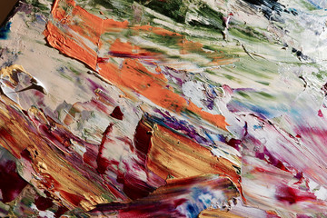 Colorful abstract background wallpaper. Modern motif visual art.  Mixtures of oil paint. Trendy...