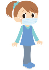 マスクをする女の子