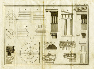 STAMPA ANTICA DI ARCHITETTURA GRECA