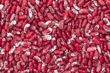Dry red and white beans close up. Top view.