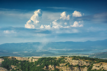 Fototapeta na wymiar Crimea mountain valley with beautiful clouds in a sky